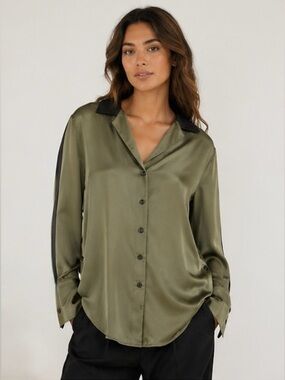 NWOT Silk Color Blocked Blouse